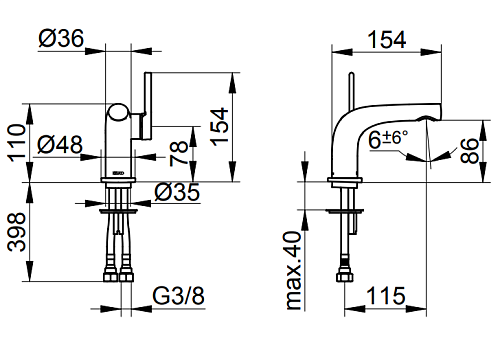Смеситель для раковины Keuco Edition 400 51504050100 Смеситель для раковины Keuco Edition 400 51504050100