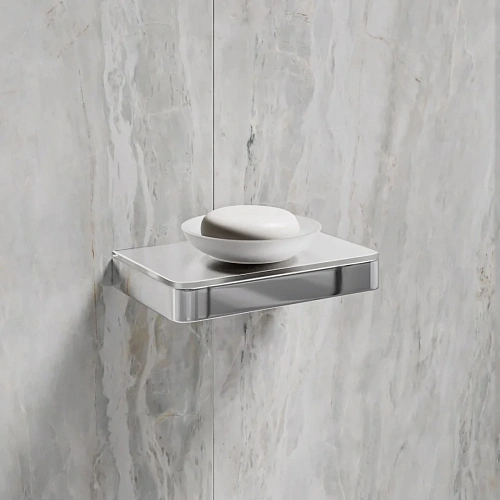 Мыльница Lemark GLASS LINE с держателем, хром/белое стекло 9741037 Мыльница Lemark GLASS LINE с держателем, хром/белое стекло 9741037