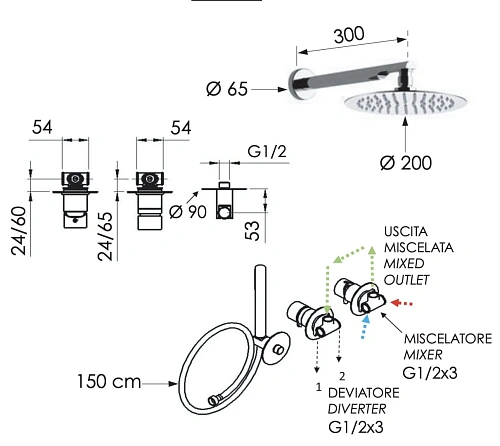 Душевая система Remer X Style X96S02BO, белый матовый Душевая система Remer X Style X96S02BO, белый матовый
