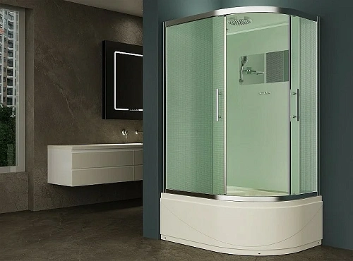 Душевая кабина Esbano ELEGANCIA (ESKB129CRBL) полукруглая с крышей и высоким поддоном EST-129CRB L120x90x210cм Душевая кабина Esbano ELEGANCIA (ESKB129CRBL) полукруглая с крышей и высоким поддоном EST-129CRB L120x90x210cм