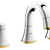 Смеситель для раковины GROHE Grandera с донным клапаном и низким изливом, хром/золото (20417IG0) Смеситель для раковины GROHE Grandera с донным клапаном и низким изливом, хром/золото (20417IG0)