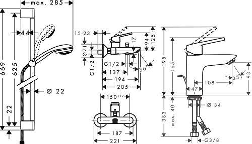 Душевой гарнитур Hansgrohe SET Logis Loop 71151000LoopНабор. Душевой гарнитур Hansgrohe SET Logis Loop 71151000LoopНабор.