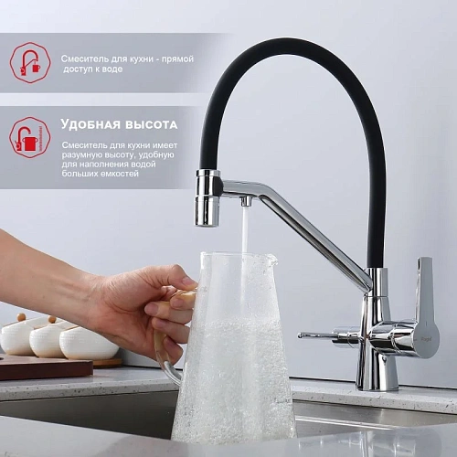 Смеситель для кухни Raglo R80.62 с гибким изливом с подключением к фильтру, хром Смеситель для кухни Raglo R80.62 с гибким изливом с подключением к фильтру, хром