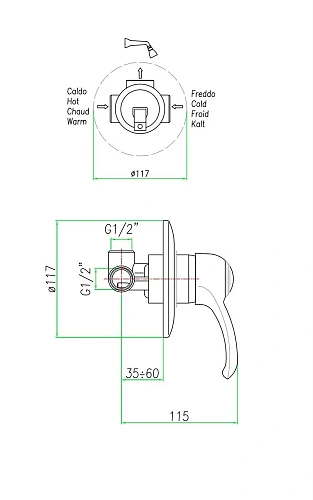 Смеситель для душа Webert Aurora AU880101065 Смеситель для душа Webert Aurora AU880101065