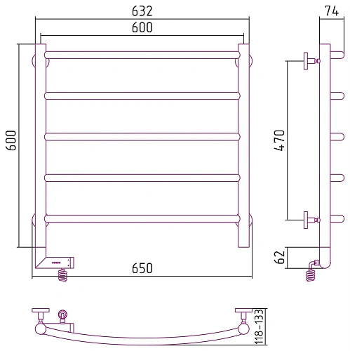 Полотенцесушитель электрический Сунержа Галант 2.0 600х600 МЭМ левый 071-5200-6060 Сатин Полотенцесушитель электрический Сунержа Галант 2.0 600х600 МЭМ левый 071-5200-6060 Сатин