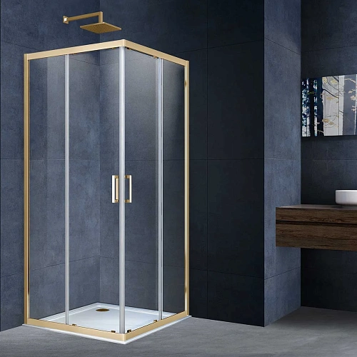 Душевой уголок Vincea Alpha VSS-3AL900CLG, 900x900, брашированное золото, стекло прозрачное Душевой уголок Vincea Alpha VSS-3AL900CLG, 900x900, брашированное золото, стекло прозрачное
