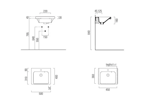 Раковина GSI Norm 8630111 50 см Раковина GSI Norm 8630111 50 см