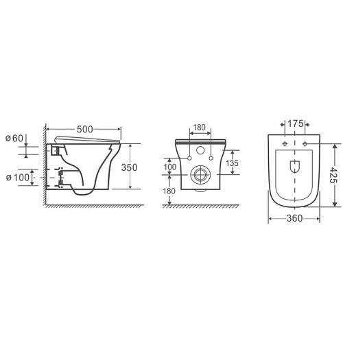 Унитаз подвесной Ceruttispa AMI Aria CT8780 безободковый, сиденье микролифт Унитаз подвесной Ceruttispa AMI Aria CT8780 безободковый, сиденье микролифт