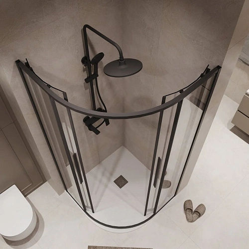 Душевой уголок Niagara Nova NG-6827-34BLACK (100x100x195) полукруг, раздижная, черный матов, стекло прозрачное Душевой уголок Niagara Nova NG-6827-34BLACK (100x100x195) полукруг, раздижная, черный матов, стекло прозрачное