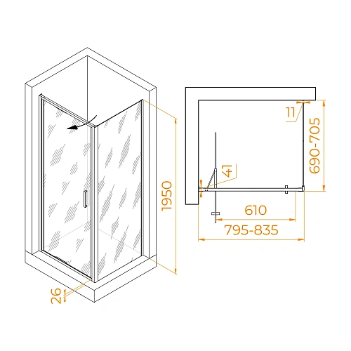 Душевой уголок RGW SV-145 800x700 мм 703214587-11 хром Easy Clean Душевой уголок RGW SV-145 800x700 мм 703214587-11 хром Easy Clean