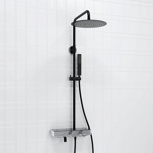 Душевая система WasserKRAFT A114.160.218.CB Thermo с термостатом черный Душевая система WasserKRAFT A114.160.218.CB Thermo с термостатом черный