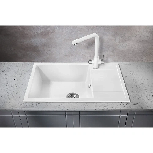 Кухонная мойка Milacio Navarra 78 Cuarzo (MC.77052), белый Кухонная мойка Milacio Navarra 78 Cuarzo (MC.77052), белый