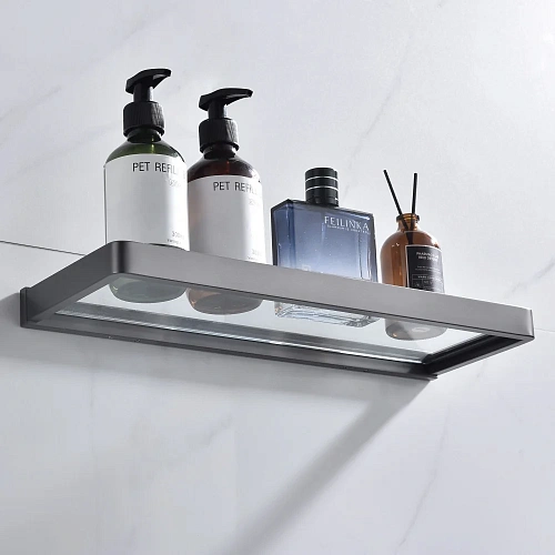 Полка стеклянная ABBER Westen AA1759NG никель Полка стеклянная ABBER Westen AA1759NG никель