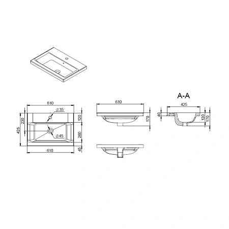 Раковина AM.PM Gem M90WCC0602BM мебельная, керамическая, 60 см, встраиваемая, черный матовый Раковина AM.PM Gem M90WCC0602BM мебельная, керамическая, 60 см, встраиваемая, черный матовый