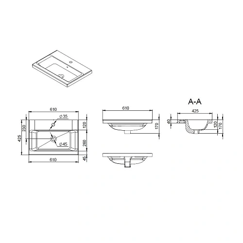 Раковина AM.PM Gem M90WCC0602BM мебельная, керамическая, 60 см, встраиваемая, черный матовый Раковина AM.PM Gem M90WCC0602BM мебельная, керамическая, 60 см, встраиваемая, черный матовый