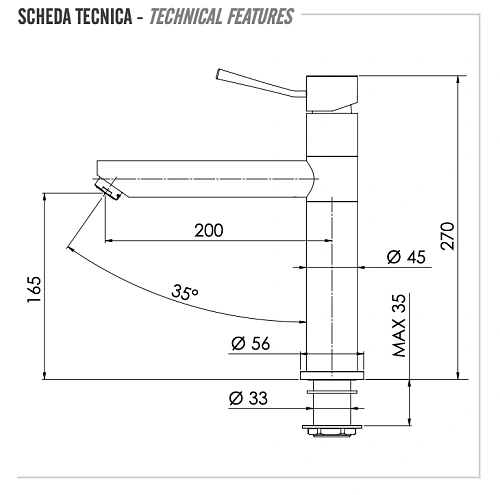 Смеситель для кухни Remer Minimal N40 Смеситель для кухни Remer Minimal N40