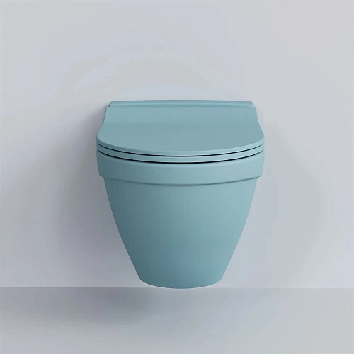 Унитаз подвесной Nord 133T20801 (535x360x385) голубой матовый без сиденья Унитаз подвесной Nord 133T20801 (535x360x385) голубой матовый без сиденья