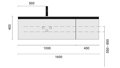 Тумба под раковину Armadi Art QUATRO 2 140см (100+40) рифл LUNA FUGA профиль ANTHRACITE 790-M2-140-L-RIB-A Тумба под раковину Armadi Art QUATRO 2 140см (100+40) рифл LUNA FUGA профиль ANTHRACITE 790-M2-140-L-RIB-A