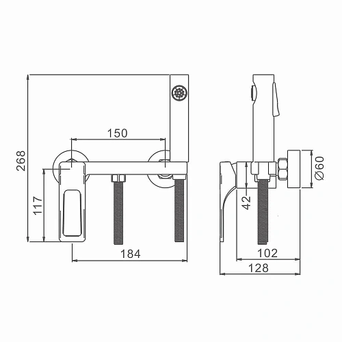 Гигиенический душ Splenka S55.51.03 настенный, сатин золотой Гигиенический душ Splenka S55.51.03 настенный, сатин золотой