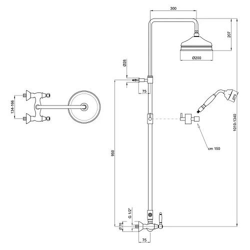 Душевая система Webert Dorian DO760405015 Душевая система Webert Dorian DO760405015