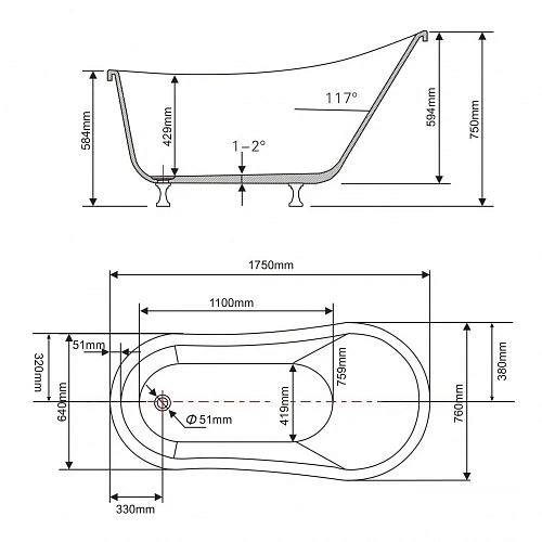 Ванна отдельностоящая Swedbe Vita 8819CH 1710мм Ванна отдельностоящая Swedbe Vita 8819CH 1710мм