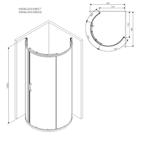 Душевой уголок AM.PM Like W83G-333-095CT Round 95x95, стекло прозрачное, профиль хром Душевой уголок AM.PM Like W83G-333-095CT Round 95x95, стекло прозрачное, профиль хром