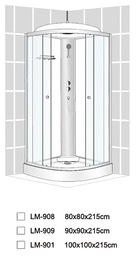Душевая кабина Dto LM908N (LM908NGM) 80x80 см с гидромассажем Душевая кабина Dto LM908N (LM908NGM) 80x80 см с гидромассажем