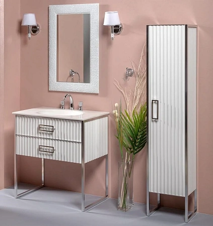 Шкаф-пенал Boheme MONACO белый глянец + хром 868-WCR Шкаф-пенал Boheme MONACO белый глянец + хром 868-WCR