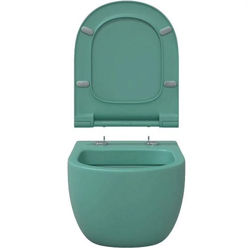 Унитаз подвесной BERGES EGO XL матовый зеленый Rimless 54 см, сиденье дюропласт, микролифт, быстросъ 082141 Унитаз подвесной BERGES EGO XL матовый зеленый Rimless 54 см, сиденье дюропласт, микролифт, быстросъ 082141