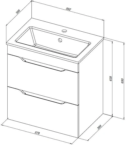 Тумба под раковину Aquanet Практика 60 белый матовый 2 ящика 00330457 напольная/подвесная Тумба под раковину Aquanet Практика 60 белый матовый 2 ящика 00330457 напольная/подвесная