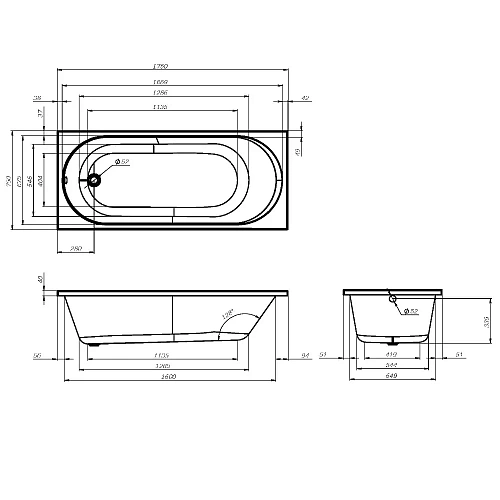 Акриловая ванна AM.PM X-Joy W94A-175-075W-A 175х75 см Акриловая ванна AM.PM X-Joy W94A-175-075W-A 175х75 см