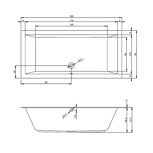 Акриловая ванна Riho Lugo BT0500500000000 190х90 Акриловая ванна Riho Lugo BT0500500000000 190х90