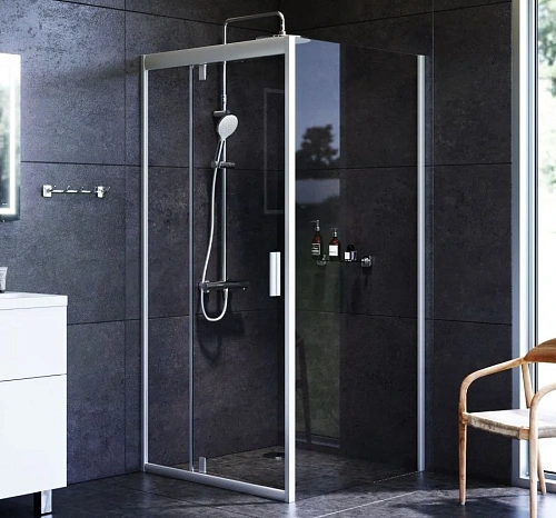 Душевой уголок AM.PM Gem W90G-404-090MT Sqare Pivot 90x90 стекло прозрачное, профиль хром матовый Душевой уголок AM.PM Gem W90G-404-090MT Sqare Pivot 90x90 стекло прозрачное, профиль хром матовый