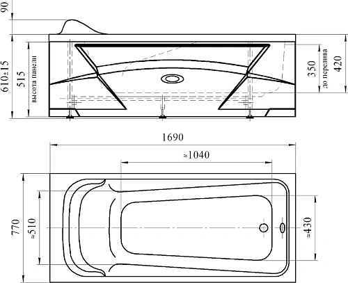 Акриловая ванна Radomir Дижон 180х70 2-01-0-0-1-280Р каркас разборный Акриловая ванна Radomir Дижон 180х70 2-01-0-0-1-280Р каркас разборный