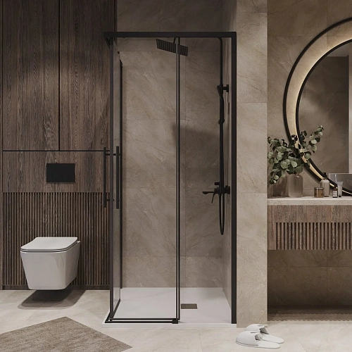 Душевой уголок Niagara Nova NG-6829-34BLACK (90x90x195) квадратная, раздвижная, черный матовый, стекло прозрачноее Душевой уголок Niagara Nova NG-6829-34BLACK (90x90x195) квадратная, раздвижная, черный матовый, стекло прозрачноее