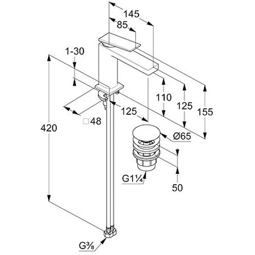 Смеситель для раковины Kludi DECUS 542893975 черный матовый Смеситель для раковины Kludi DECUS 542893975 черный матовый