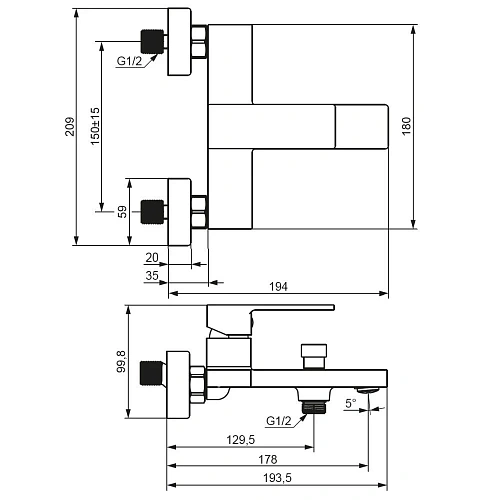 Смеситель для ванны Damixa Gala 531000300 черный Смеситель для ванны Damixa Gala 531000300 черный