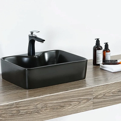 Раковина Orange B01-475mb накладная, матовый черный Раковина Orange B01-475mb накладная, матовый черный
