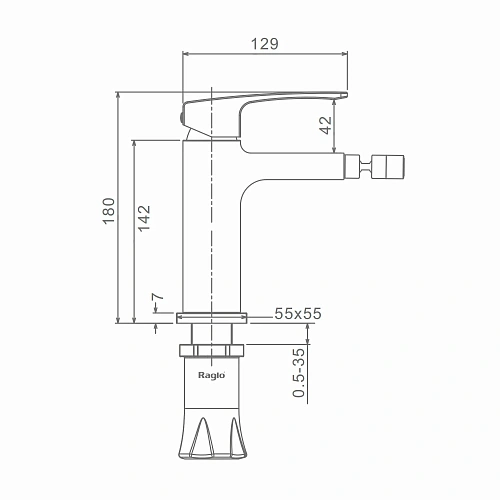 Смеситель для биде Raglo R01.50.09 монолитный, графит Смеситель для биде Raglo R01.50.09 монолитный, графит