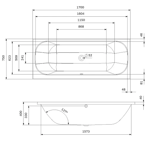 Акриловая ванна AM.PM Above W9XA-170-075W-A 170x75 Акриловая ванна AM.PM Above W9XA-170-075W-A 170x75