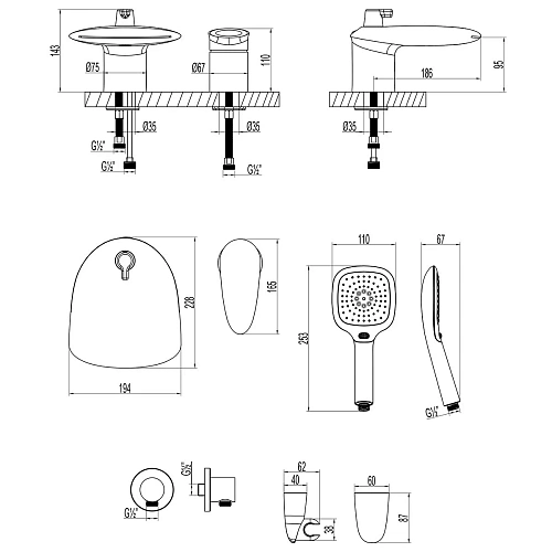 Смеситель на борт ванны Lemark Status LM4447C, хром Смеситель на борт ванны Lemark Status LM4447C, хром