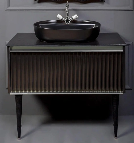 Тумба под раковину Armadi Art Canale 100 843-100-BCR черная + хром Тумба под раковину Armadi Art Canale 100 843-100-BCR черная + хром