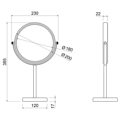 Зеркало косметическое Timo Saona 13274/17 золото матовое Зеркало косметическое Timo Saona 13274/17 золото матовое