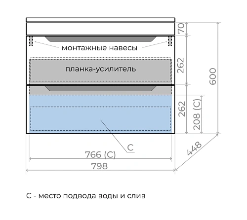 Тумба под раковину Style Line Остин 80 см ЛС-00002404 подвесная, графит Тумба под раковину Style Line Остин 80 см ЛС-00002404 подвесная, графит