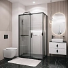 Душевой уголок GROSSMAN Style 100.K33.05.130.21.02-200.K33.05.90.21.02 (130х90х195) раздвижная(левая),черный матовый,стекло шиншилла Душевой уголок GROSSMAN Style 100.K33.05.130.21.02-200.K33.05.90.21.02 (130х90х195) раздвижная(левая),черный матовый,стекло шиншилла