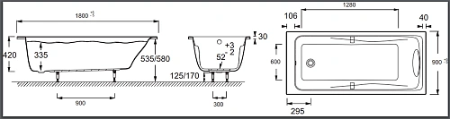 Акриловая ванна Jacob Delafon ODEON UP 180х90 E6058-00 Акриловая ванна Jacob Delafon ODEON UP 180х90 E6058-00