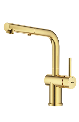 Смеситель для кухни Raglo R86.49.03 с выдвижным изливом, золотой сатин Смеситель для кухни Raglo R86.49.03 с выдвижным изливом, золотой сатин