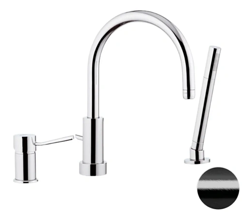 Смеситель на борт ванны Remer Minimal N072CFP, черный брашированный хром Смеситель на борт ванны Remer Minimal N072CFP, черный брашированный хром