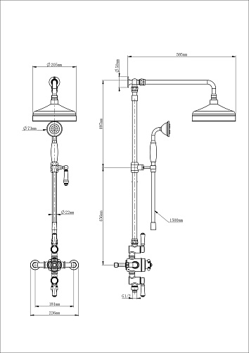 Душевая система Wonzon & Woghand с термостатом, хром (WW-B3041-CR) Душевая система Wonzon & Woghand с термостатом, хром (WW-B3041-CR)
