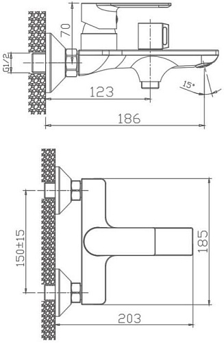 Смеситель для ванны Haiba HB60505, хром Смеситель для ванны Haiba HB60505, хром
